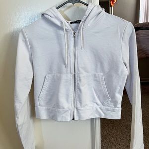 SHEIN cropped white zip up hoodie